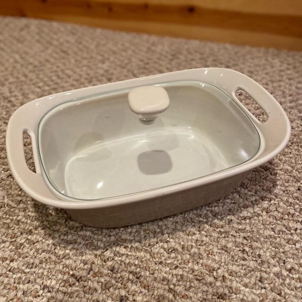 Corningware Etch 2.5-Quart Square Dish with Glass Cover-Stone